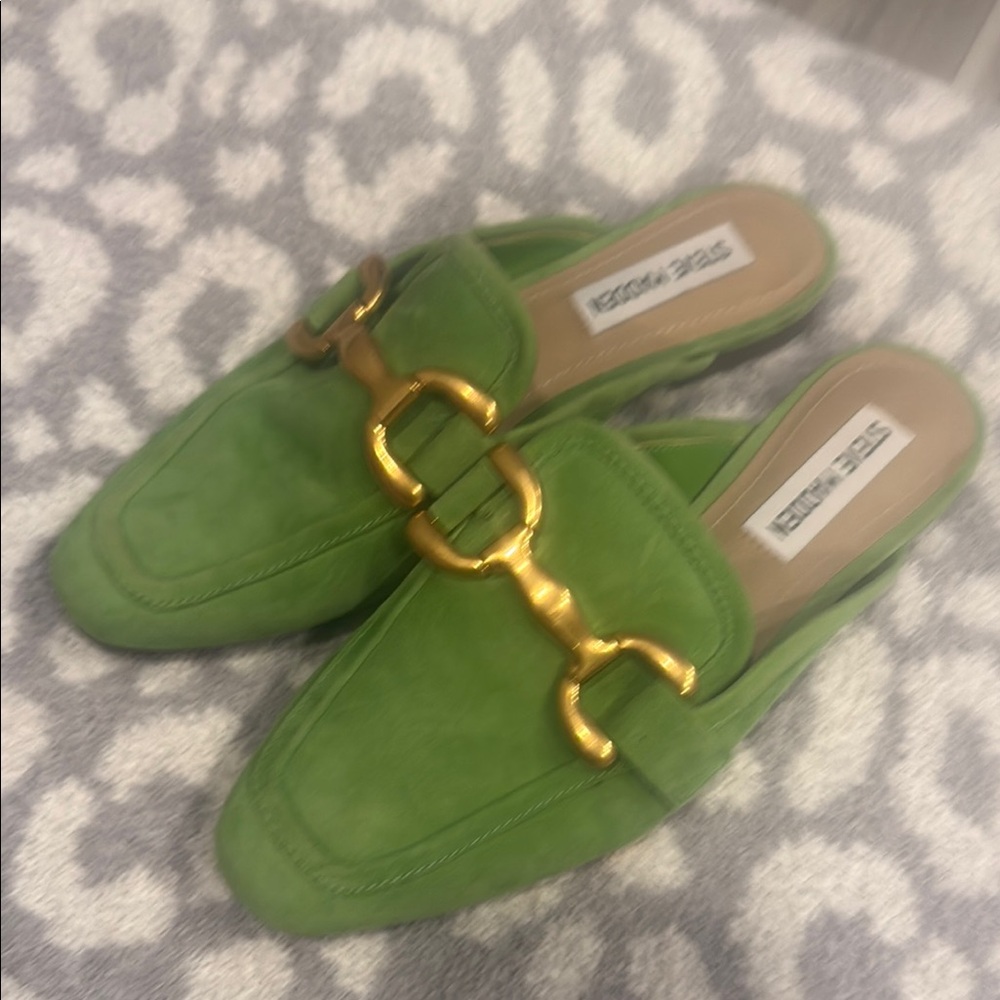 Steve Madden Green Loafers with Gold Accent